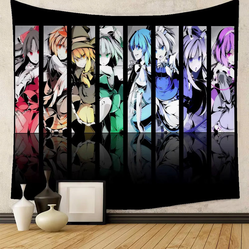 Potdemiel Wandteppich Touhou Projekt Mandala Wandkunst im Bohemian Stil, mehrfarbig, B: 70 cm, H: 70 cm, T: 50 cm - Bild 3