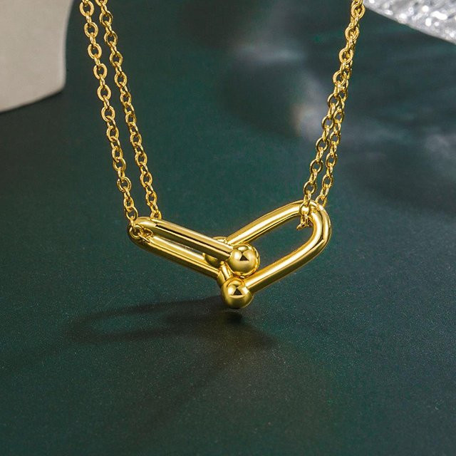 Lucky Star Jewelry Halskette, Geometrischer Hufeisenanhänger, Silber, Damen - Bild 1