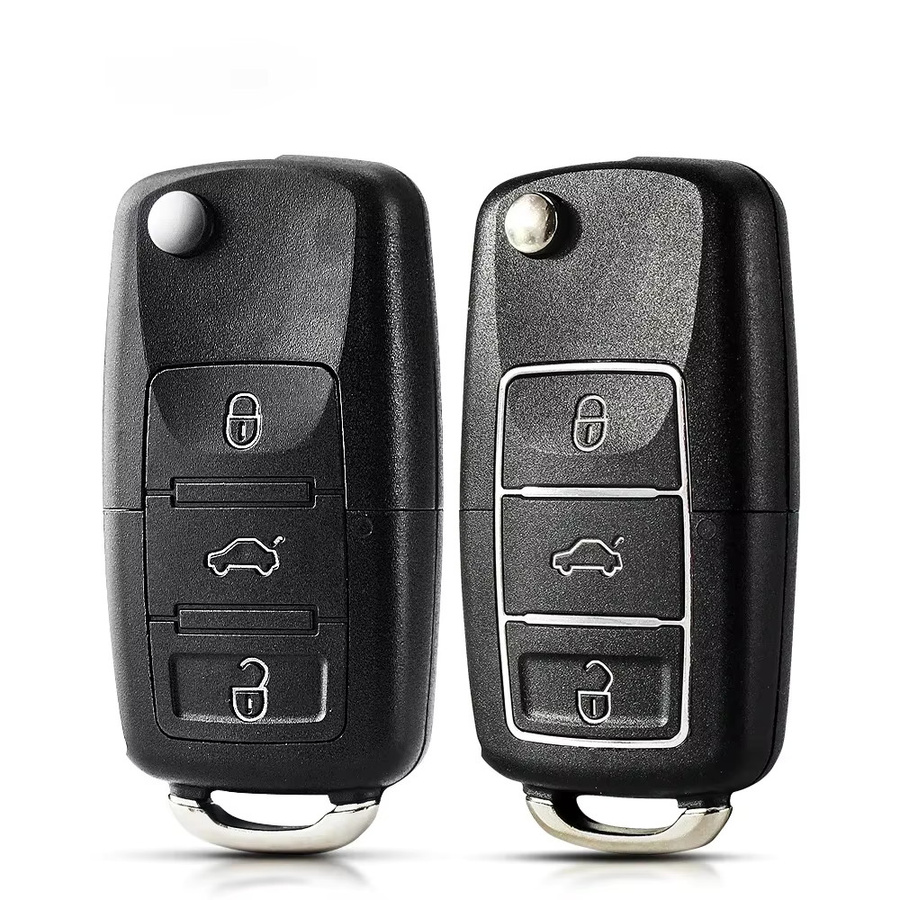 KEYYOU 3 Tasten Flip Shell Fernbedienung Gehäuse für VW Volkswagen MK4 Bora Golf 4 5 6 Passat Polo Touran in Schwarz ohne Klinge - Bild 3