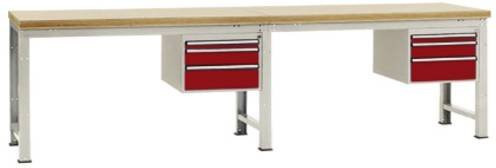 Manuflex Werkbank WP5564.3003 in Rubin-Rot aus Stahl und Holz, B/T/H: 180 x 70 x 80 cm - Bild 1
