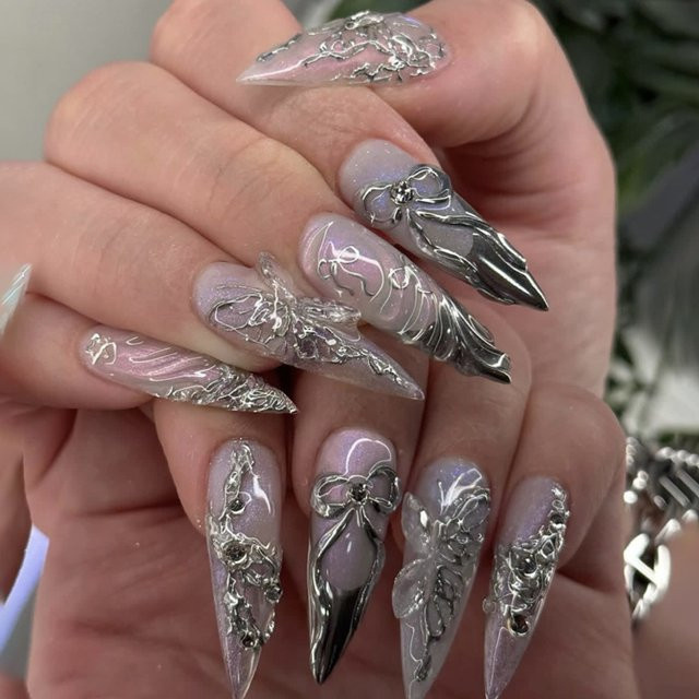 YADORNOS Press on Nails, 24 Stück, Mandelform, Bunt, Glänzend, Damen - Bild 1