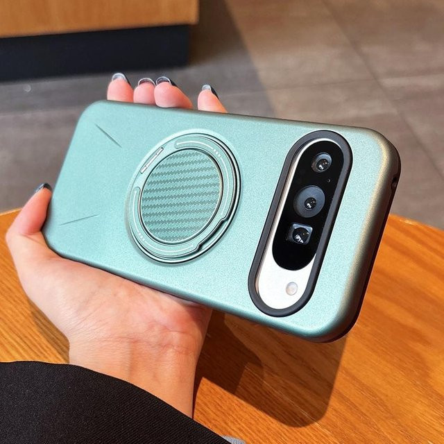 Stoßfeste Magnetische Schutzhülle für Google Pixel 10 und 9 Pro XL mit 360 Grad drehbarer Halterung in Grün - Bild 1