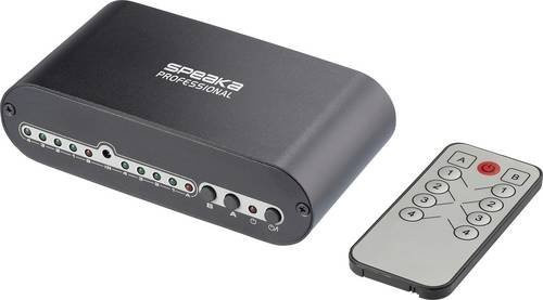 SpeaKa Professional SP-SW-200 Toslink-Switch 4x2 mit Fernbedienung in Schwarz und Aluminiumgehäuse - Bild 1