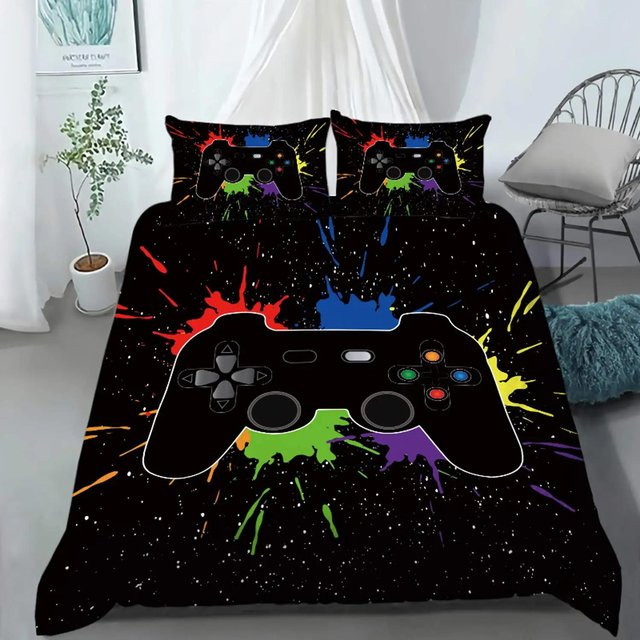 Bettwäscheset Your Warm Home Gamepad Design für Jugendliche, 3-teilig, Schwarz, B/H: 200 x 200 cm, Kissen: 50 x 70 cm - Bild 1