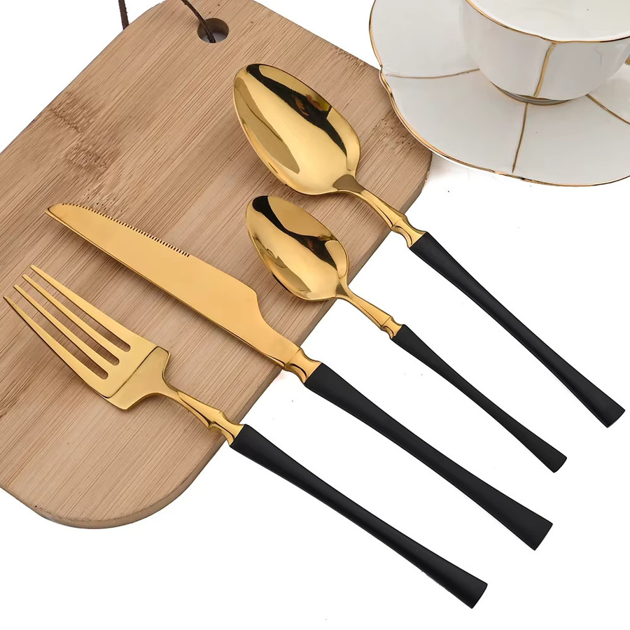 JAOER 16-teiliges Besteckset aus Edelstahl in Gold und Silber, poliertes Tafelbesteck-Set mit Messern, Gabeln und Löffeln - Bild 2