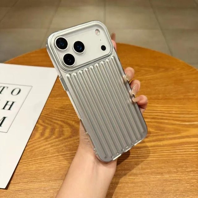YULIN Handyhülle mit mattem 3D Koffer Streifen Design für iPhone 17 16 15 14 13 12 Pro Max, stoßfeste Anti-Drop Schutzhülle, transparent - Bild 1