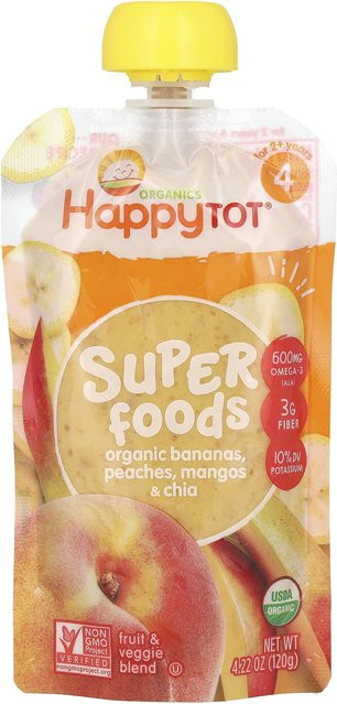 Happy Family Organics Happy Tot Superfood Stufe 4 Banane Pfirsich Mango & Chia 120 g - Bild 1