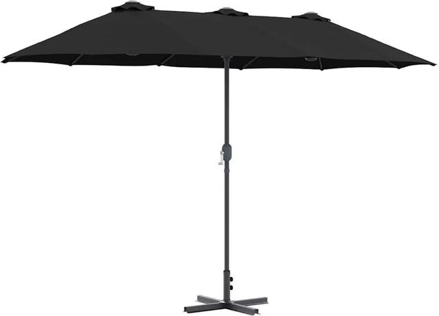vidaXL Gartenparasol Schwarz aus Stahl und Polyester B/T/H: 370 x 197 x 239 cm - Bild 1
