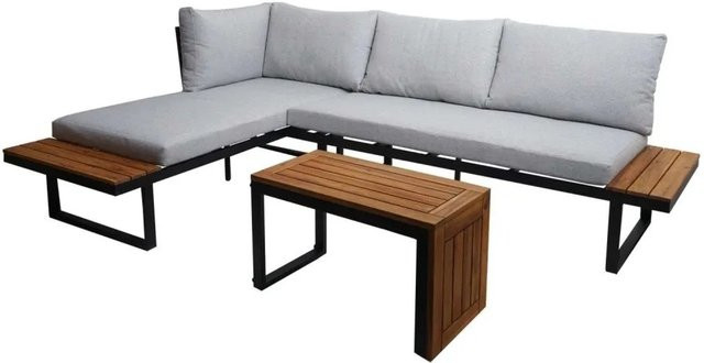 MCW Garten Lounge-Set L27 3er-Set in Hellgrau mit Akazienholz und Polstern - Bild 1