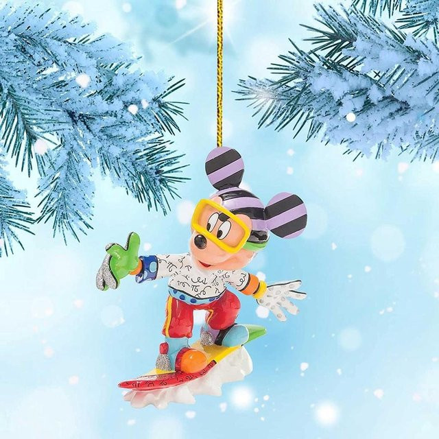 Mickey Mouse Weihnachtsbaumanhänger Skiing in Grau als Deko-Ornament für Auto oder Baum - Bild 1