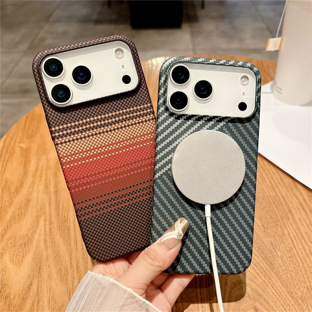 Fudusaidman Magnetische Handyhülle mit Carbonfaser-Textur für MagSafe, kompatibel mit iPhone 17 Air 16 15 14 13 12 Pro Max Plus, Mehrfarbig - Bild 1
