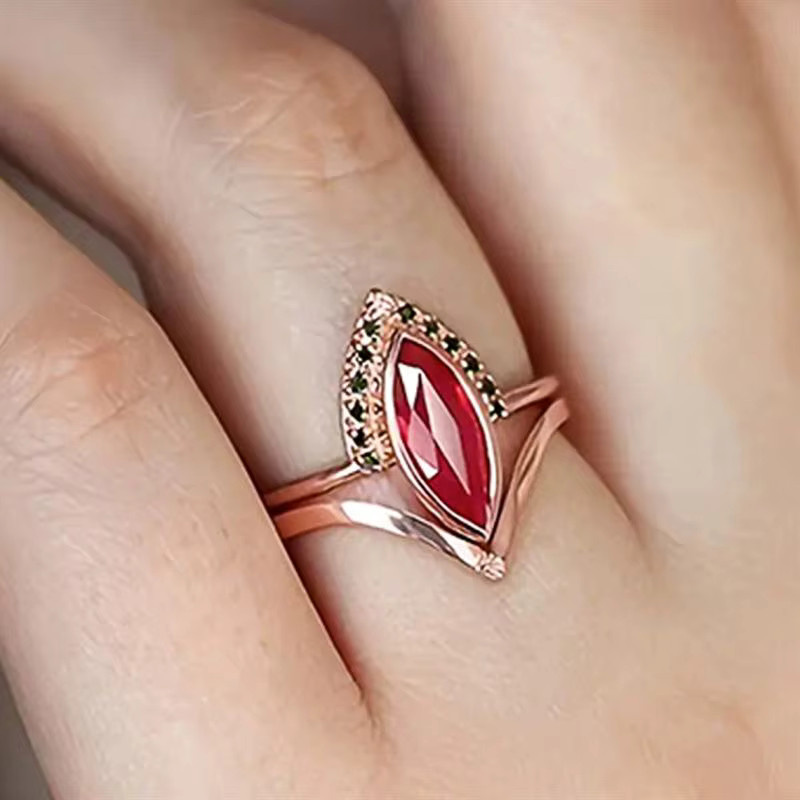 Huitan Ring, Marquise-förmig, Roségold, Damen, 2er-Set - Bild 2