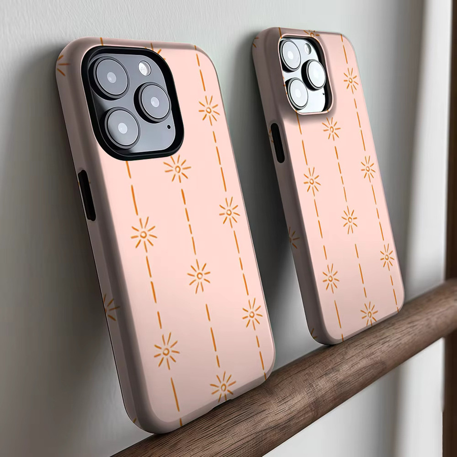 CaseLumi Matte Bumper MagSafe Hülle für iPhone 17 16 15 14 13 Pro Max Stoßfeste PC-Schutzhülle mit Sonnenstrahlen-Punkten in Rosa - Bild 2