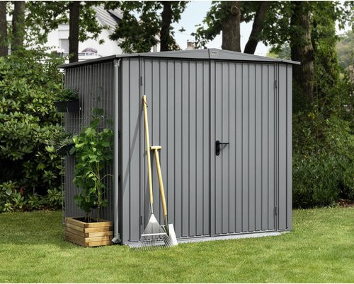 Ecostar Gerätehaus Trend-S aus Metall in Grau mit Doppeltür, B/H/T: 238 x 216 x 238 cm - Bild 1