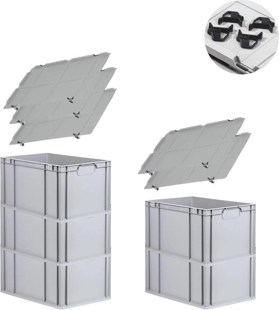 PROREGAL Spar Set mit 5x Eurobox Nextgen Economy inklusive Auflagedeckeln und 4x Schiebeschnappverschlüssen, Schwarz, H x B x T: 32 x 40 x 60 cm - Bild 1