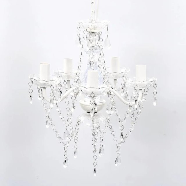 vidaXL Kronleuchter Transparent mit 5 Flammmen im klassischen Design für Wohnzimmer, Schlafzimmer oder Esszimmer - Bild 1