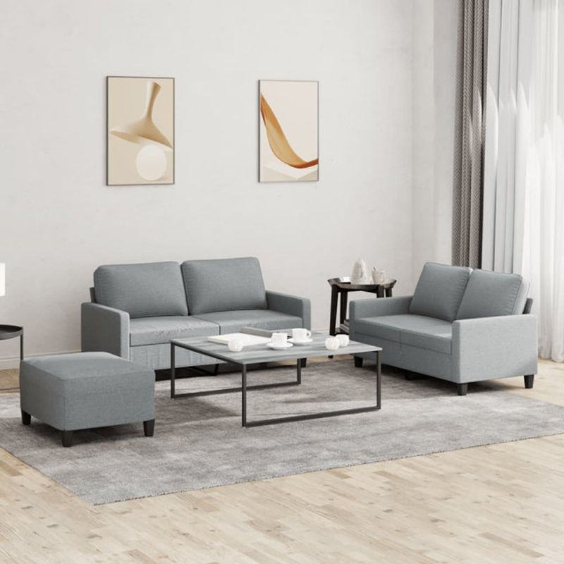 Vidaxl 3-teiliges Lounge-Set in Grau mit Stoffbezug im modernen Design - Bild 1