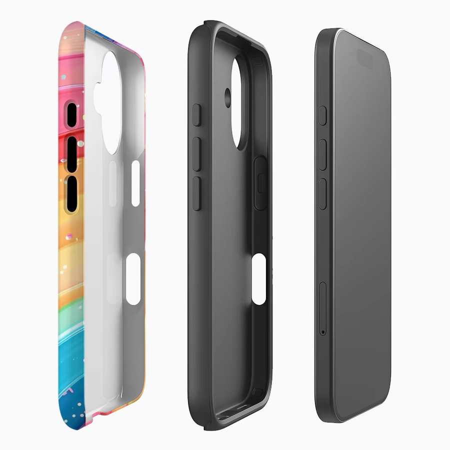 Rainbow Dots Handyhülle für iPhone 17 16 15 14 13 12 Pro Max Plus mit doppelschichtiger Rückseite in Multicolour - Bild 2
