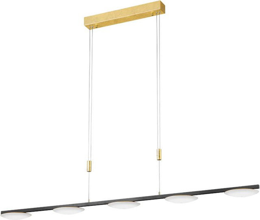 Bankamp Luce Elevata Pure Up LED-Pendelleuchte 5-flammig in Gold/Messing mit weißem Glas