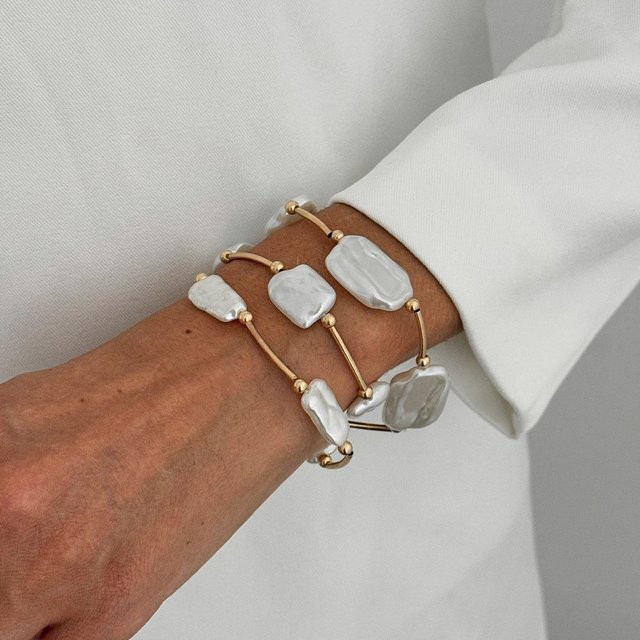 Armband 3 Stück Set, Perle, Messing, brown, Damen - Bild 1