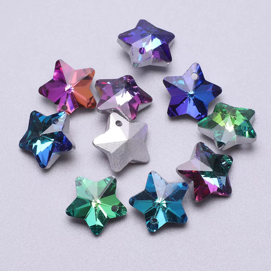 ZHUBI Anhänger Kristallglas, Fünfzackiger Stern, Bunt, 14mm - Bild 2