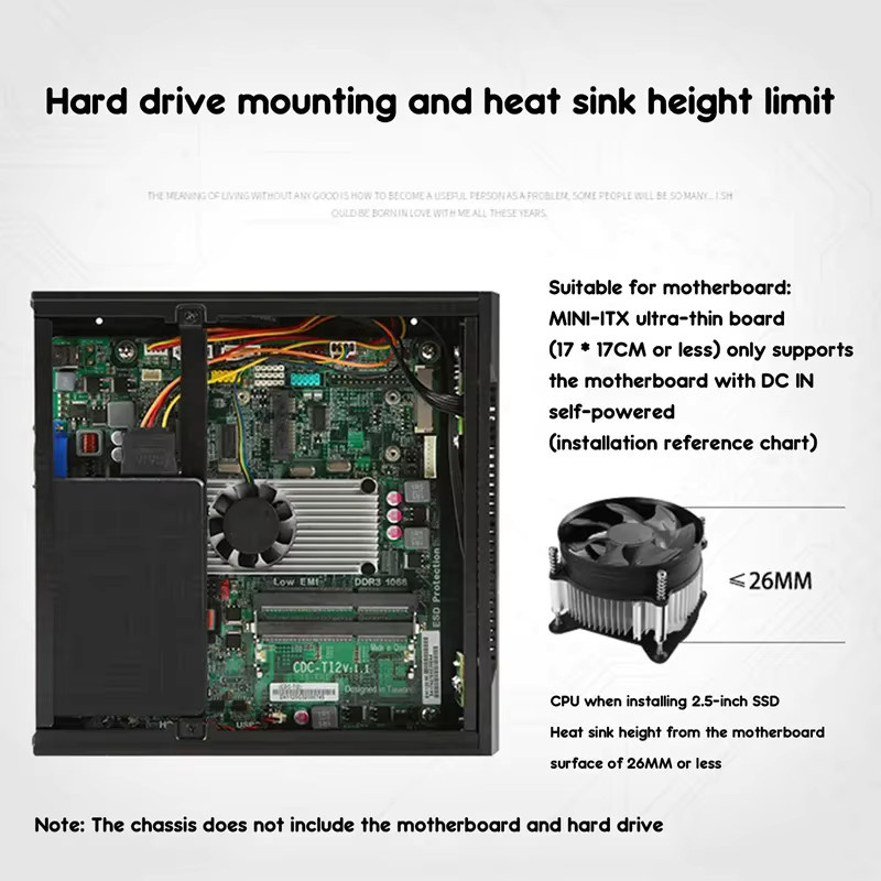T.F.SKYWINDINTL Mini ITX Desktop Computer Chassis in Schwarz mit USB-C Anschluss - Bild 4