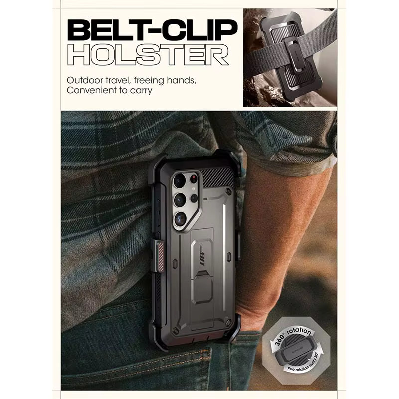 SUPCASE UB Pro Schutzhülle für Samsung Galaxy S24 Ultra in Grau mit integriertem Displayschutz und Gürtelclip - Bild 3