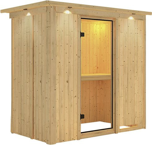 Karibu Sauna Pärnu für 2 Personen aus Fichtenholz in Beige, B/T/H: 210 x 132 x 202 cm - Bild 1