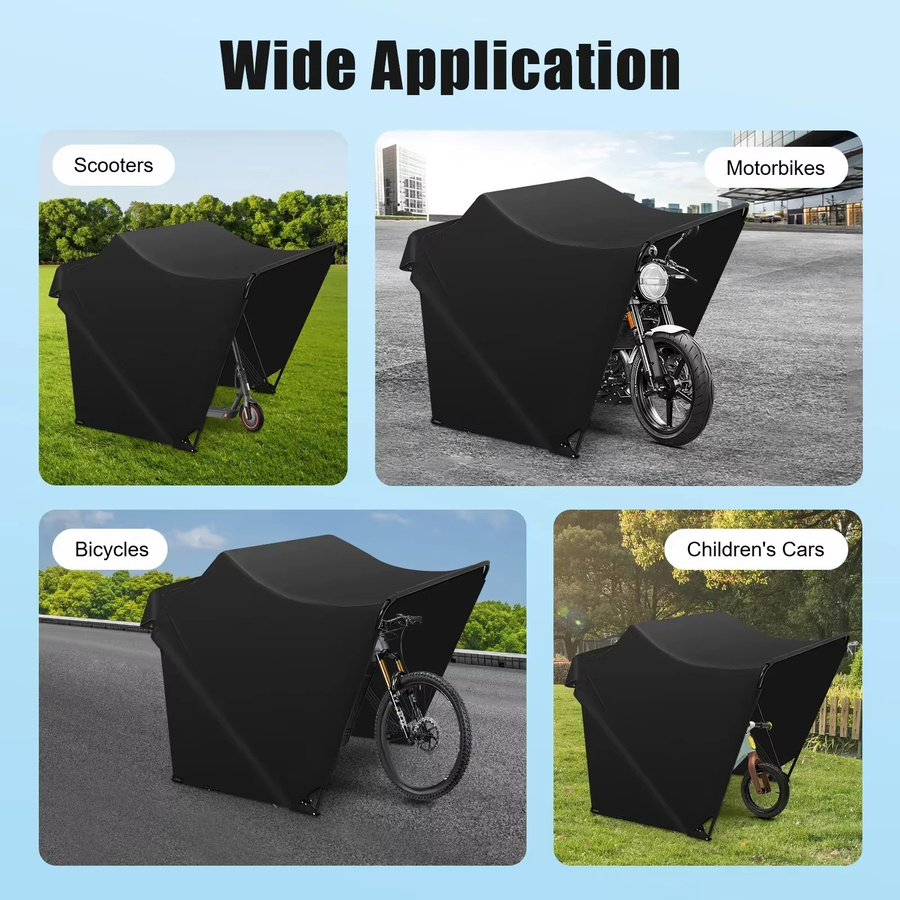 Bymaocar Tragbare Motorradgarage als faltbare Schutzplane in Schwarz, wasserdichte Rollerabdeckung für deine Garage - Bild 2