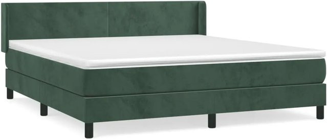 vidaXL Boxspringbett mit Matratze in Dunkelgrün aus Samt, Hybrid-Modell mit Taschenfederkern, B/T: 180 x 200 cm - Bild 1