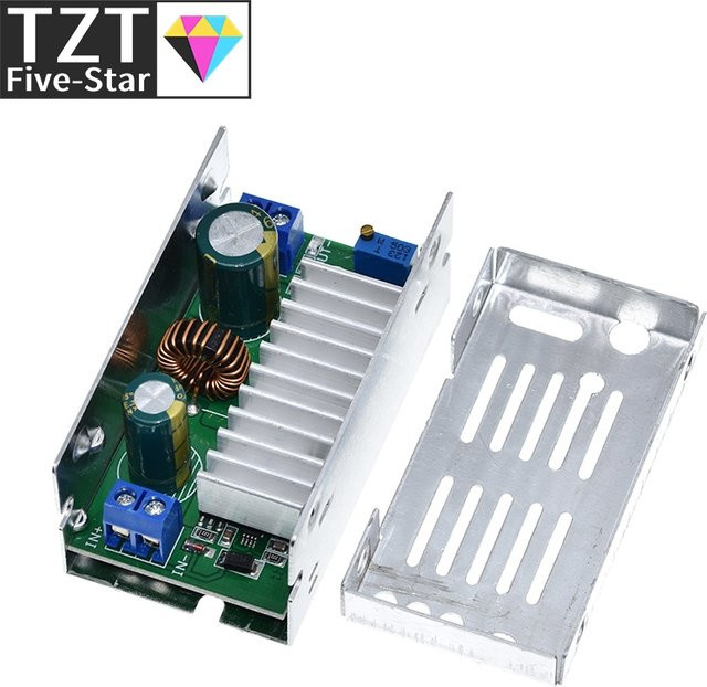 TZT DC-DC Boost Converter 200W Step Up Spannungswandler 6V-55V 10A mit Aluminium Gehäuse in Silber - Bild 1