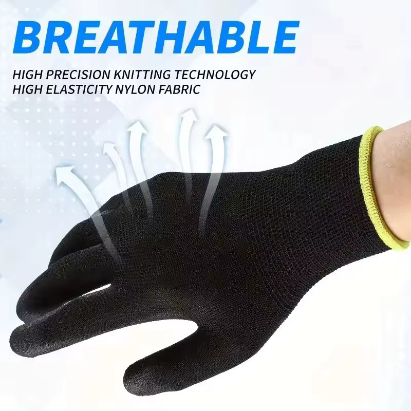 INMAICH Sicherheits-Arbeitshandschuhe aus PU-beschichtetem Material, 2/6 Paar nahtlose Strickhandschuhe für Mechaniker, Reinigung und Automobil, Damen und Herren - Bild 3