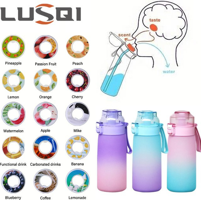 LUSQI Aromatisierte Wasserflasche mit Aroma-Pads, 600 ml, ideal für Sport und Camping - Bild 1
