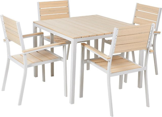 Beliani Gartentisch Set PRATO in Beige und Weiss aus Aluminium und Kunststoff - Bild 1