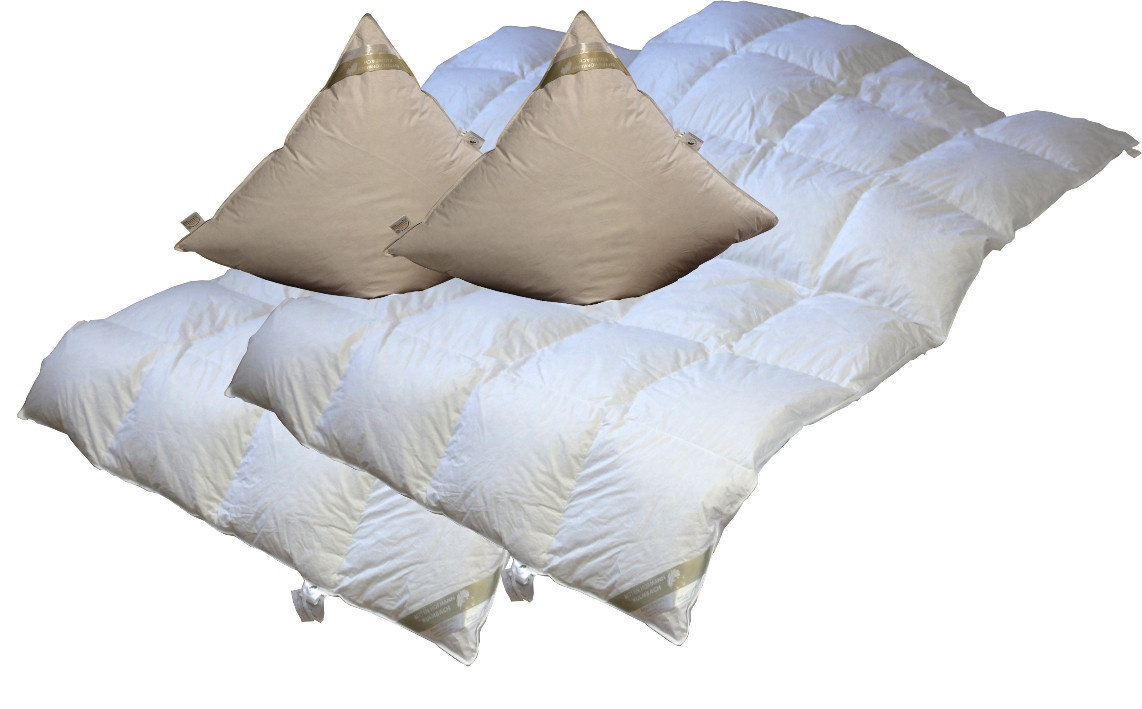 Hofmanns 2er Set Ganzjahres-Daunendecke mit Kissen in Weiß, B/T/H: 135 x 200 cm und 80 x 80 cm - Bild 1