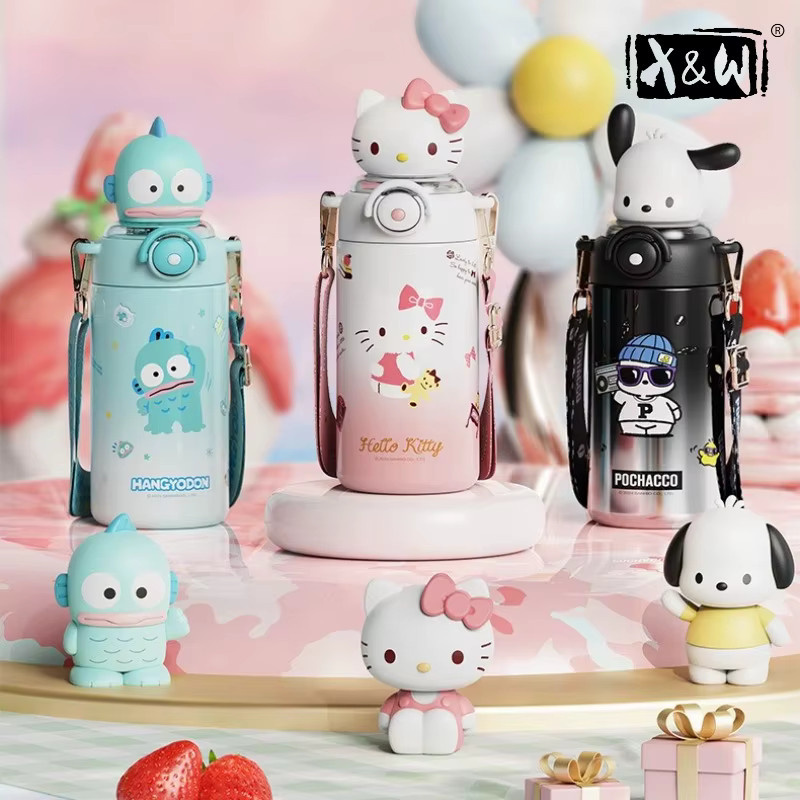 X&W Sanrio Sunshine Vakuum-Trinkbecher mit Strohhalm, Multicolour, 600ml - Bild 4