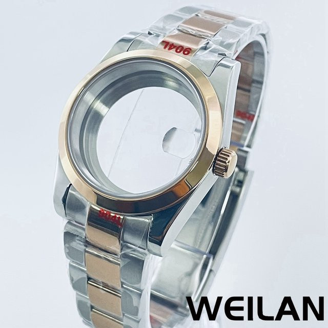 ANGLANG Uhrengehäuse Edelstahl, Bicolor, Saphir, 36mm 40mm, Unisex - Bild 1