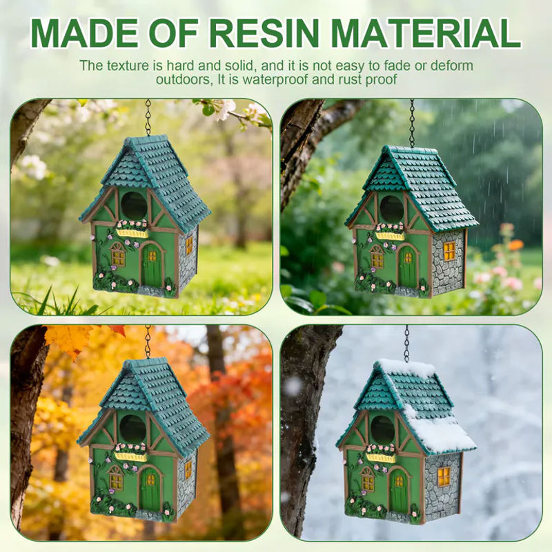 Willstar Hängendes Vogelhaus aus Kunstharz in Bunt mit floralem Design als Unterschlupf für Kleinvögel - Bild 5