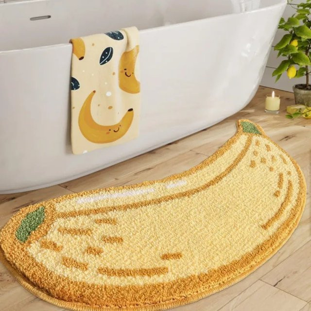 VIKAMA Badematte Bananenform, gelb, weich und rutschfest, B/T: 60 x 40 cm - Bild 1