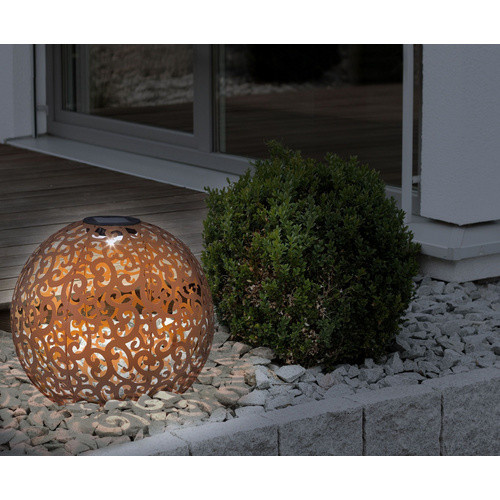Globo Lighting Solarleuchte LED aus Metall in Orange und Rostoptik mit Erdspieß, Durchmesser: 28,5 cm - Bild 3