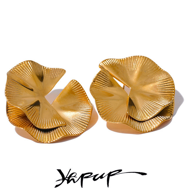 Yhpup Ohrstecker Edelstahl, Blume, Gold, Damen - Bild 1