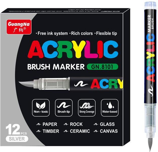 Super Six Acrylmarker Pinselstifte mit 72 Farben in Grau für Stoff, Stein, Keramik, Glas, Leinwand und Holz - Bild 1