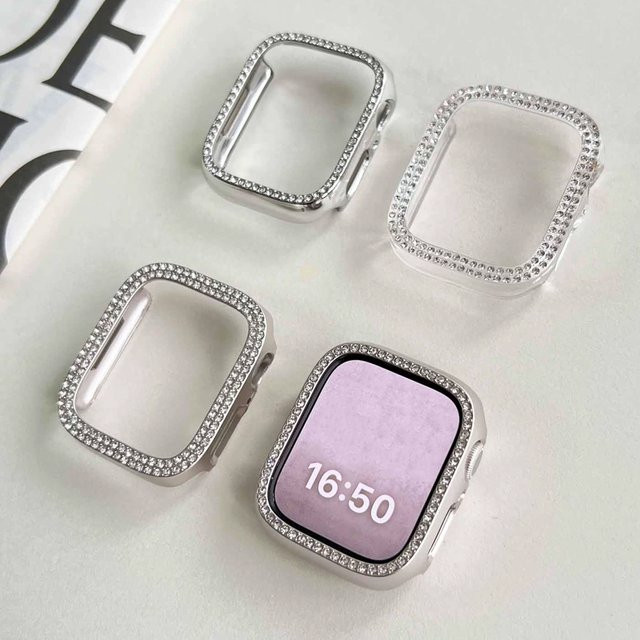 LCAPLE Diamant-Abdeckung für Apple Watch, Edelstahl, Silber, Unisex - Bild 1