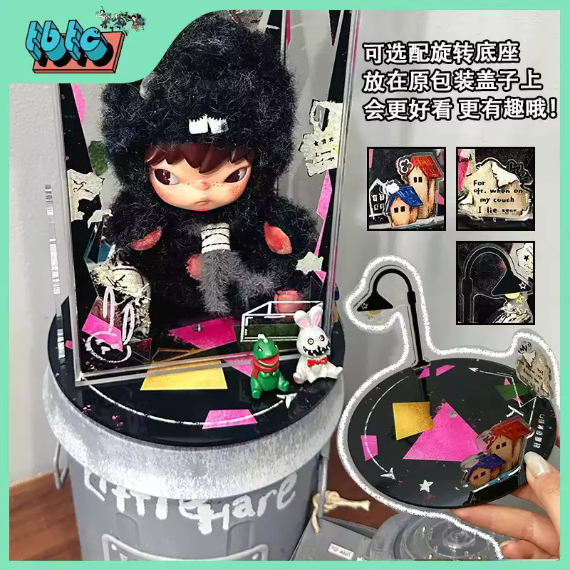 POP MART Hirono Little Hare Blind Box Plüschfigur mit Acryl-Vitrine und drehbarem Sockel, Höhe: 23 cm - Bild 5