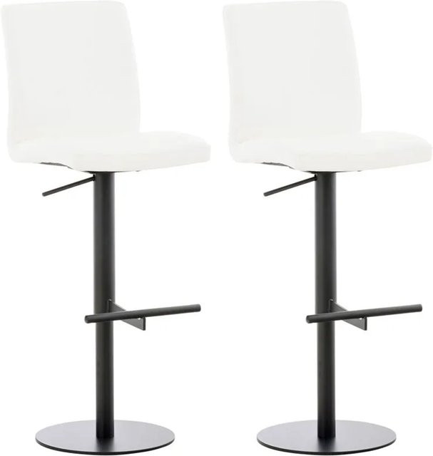 DELUKE 2er Set Barhocker DIVER aus Kunstleder in Weiß und Schwarz, höhenverstellbar, drehbar mit Lehne, B/T/H: 40 x 49 x 93 cm - Bild 1