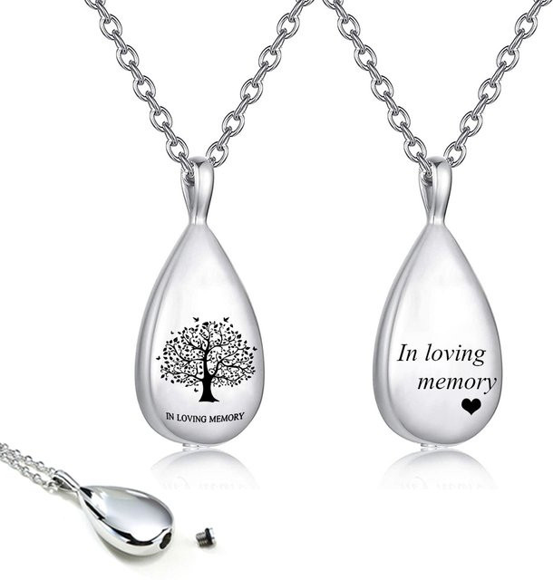 Halskette Tropfen-Anhänger, Edelstahl, Silber, Unisex, Ohne Stein - Bild 1