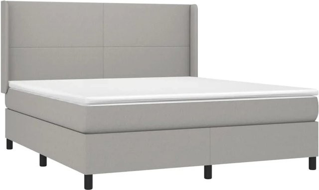 vidaXL Boxspringbett Hybrid mit Matratze und LED-Beleuchtung, Hellgrau, B/T/H: 160 x 200 x 118 cm - Bild 1