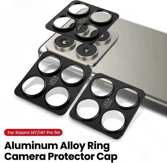 Xiaomi 14T Pro Kamera Schutz Film aus Aluminiumlegierung in Schwarz für das Objektiv-Ring-Set - Bild 1