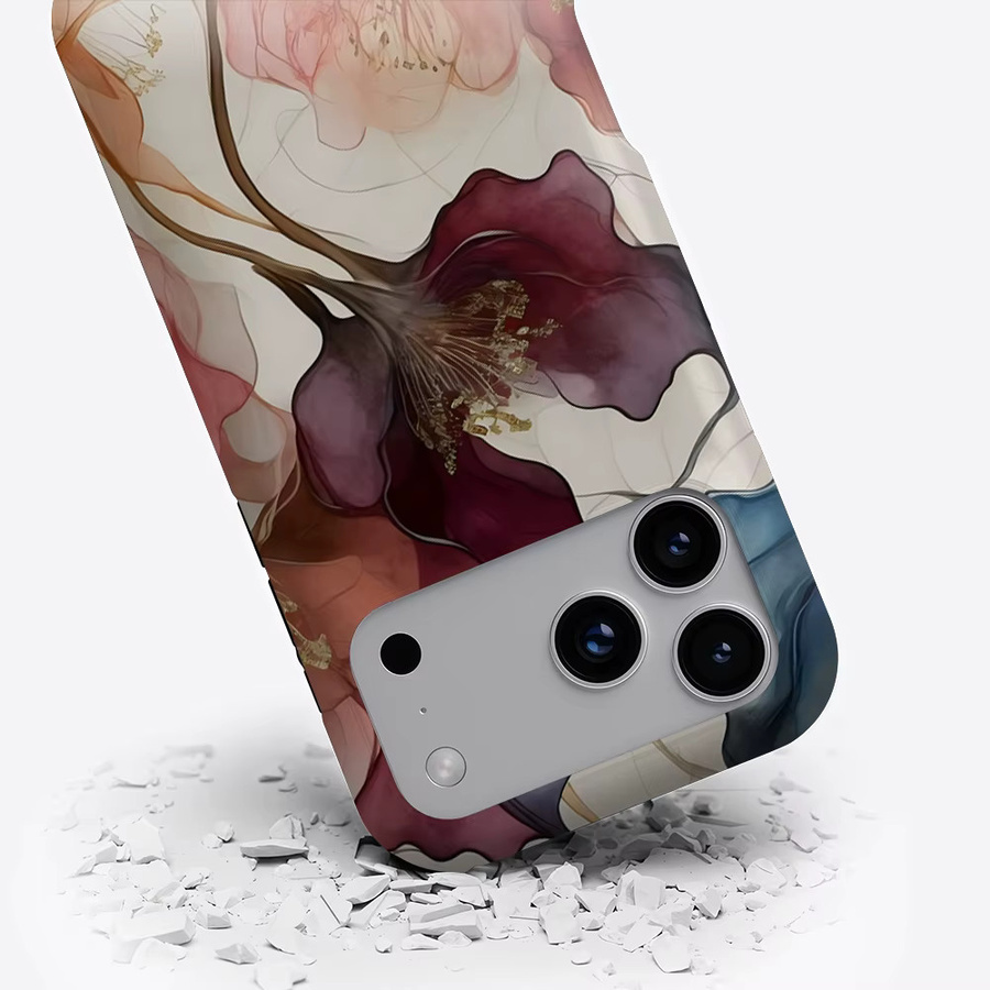 Potdemiel Magnetische Handyhülle mit vergoldeten Blüten für iPhone 17 16 15 14 13 Pro Max Plus, Transparent/Multicolor - Bild 3