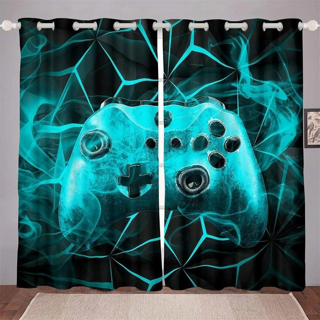 Yiran Furniture Verdunkelungsvorhang Spiel-Controller Design Schwarz B: 70 cm, H: 215 cm - Bild 1